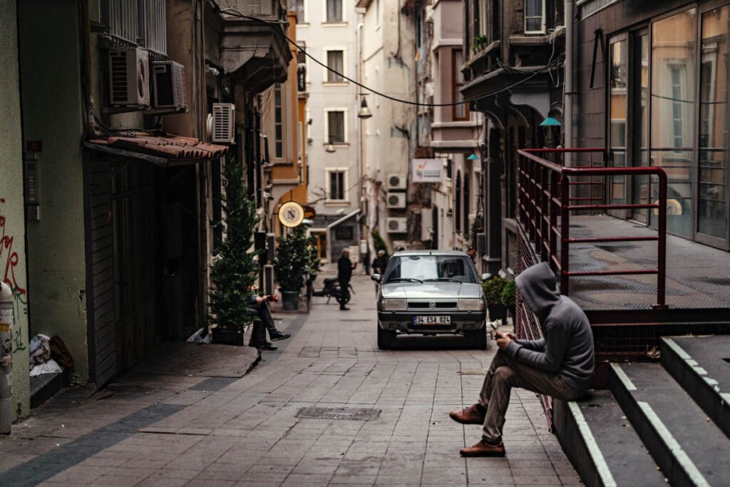 Street in Istanbul with a car
