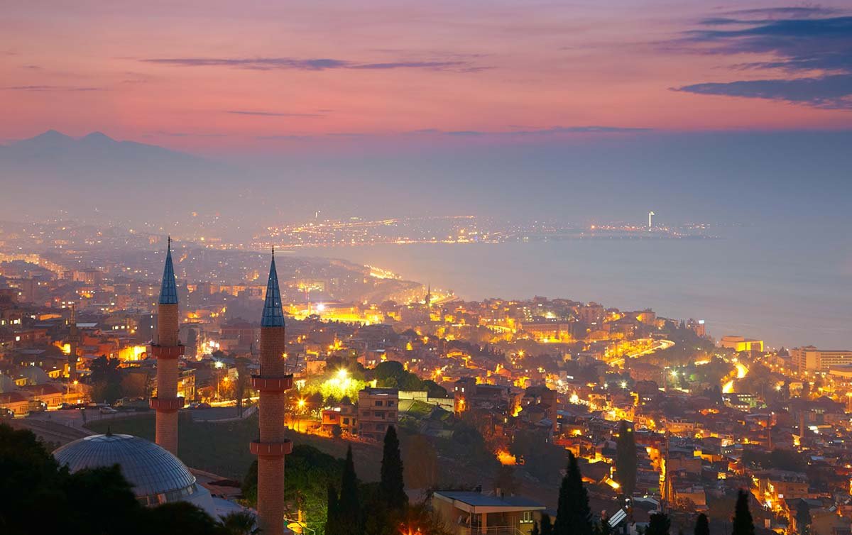 View of a Turkish city and bay