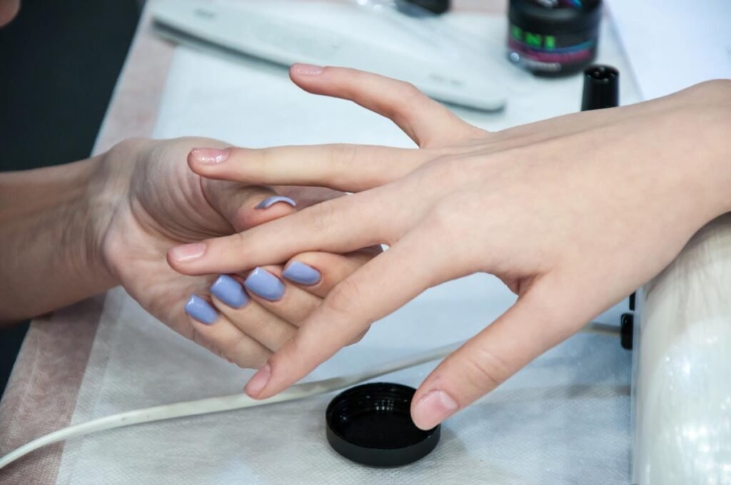 Lady giving a manicure in Turkey