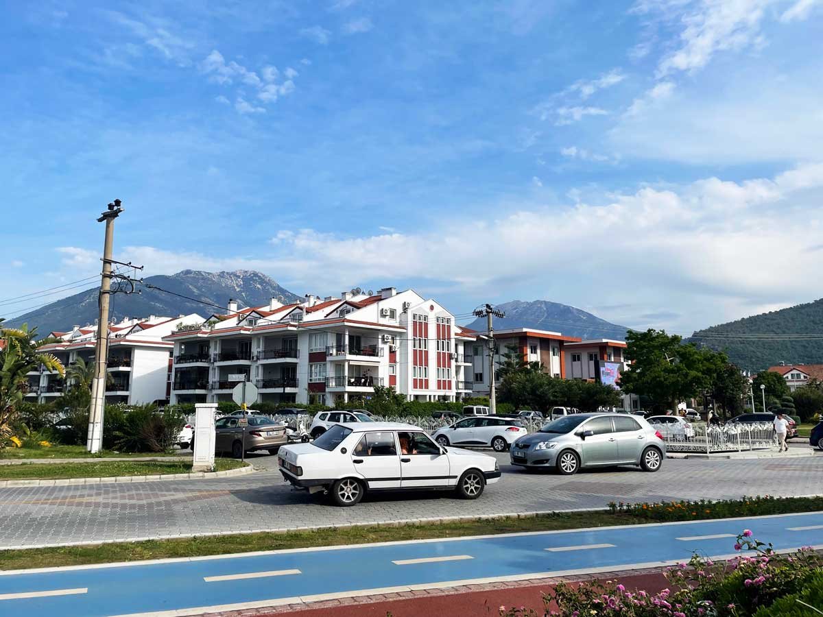 Cars on the road in Fethiye town