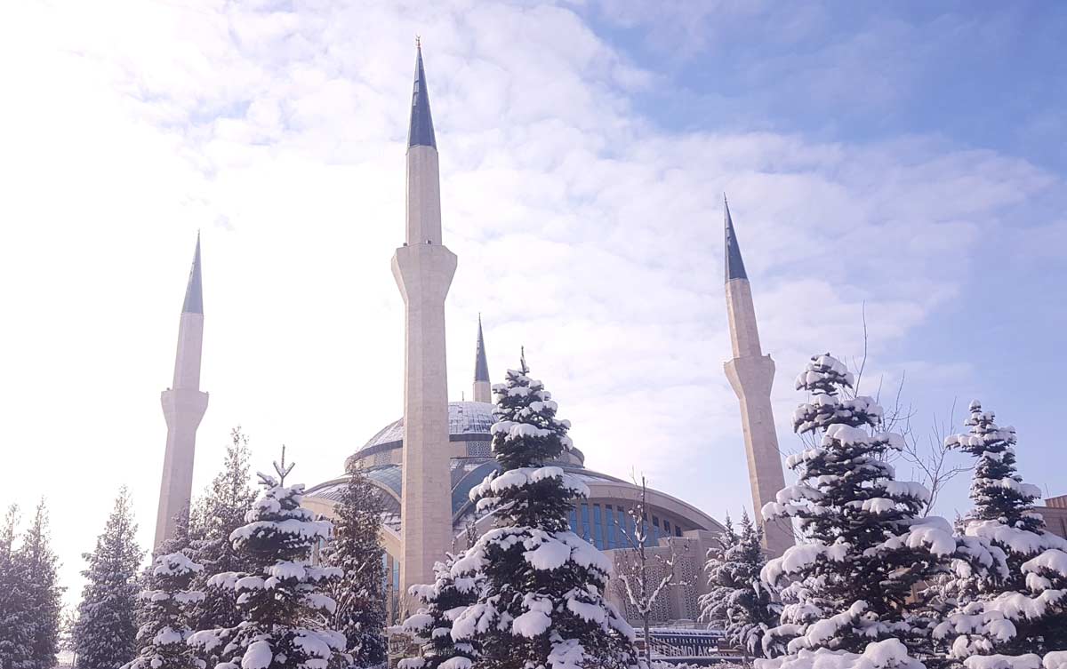 Mosque in Ankara covered with snow