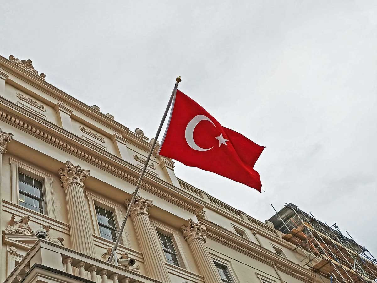 Red Turkish flag waving in the wind