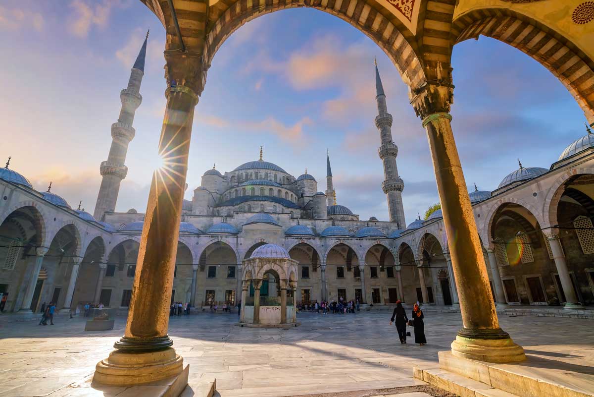 In the courtyard of the Blue Mosque