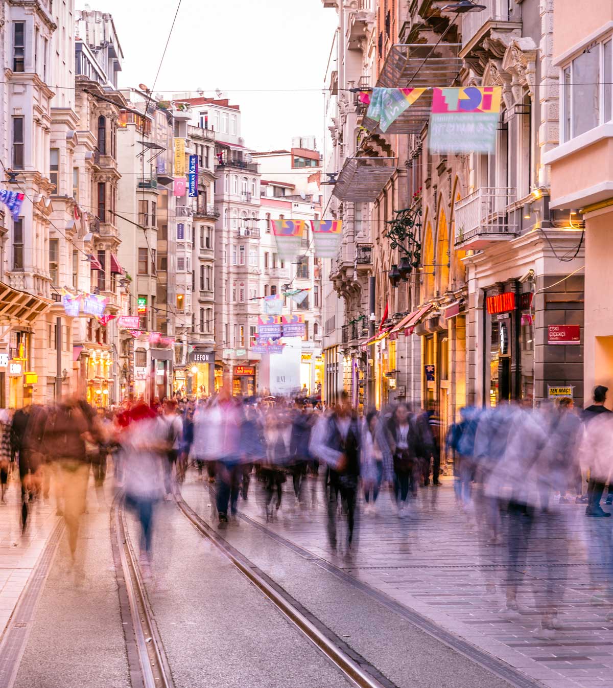 The busy İstiklal Caddesi